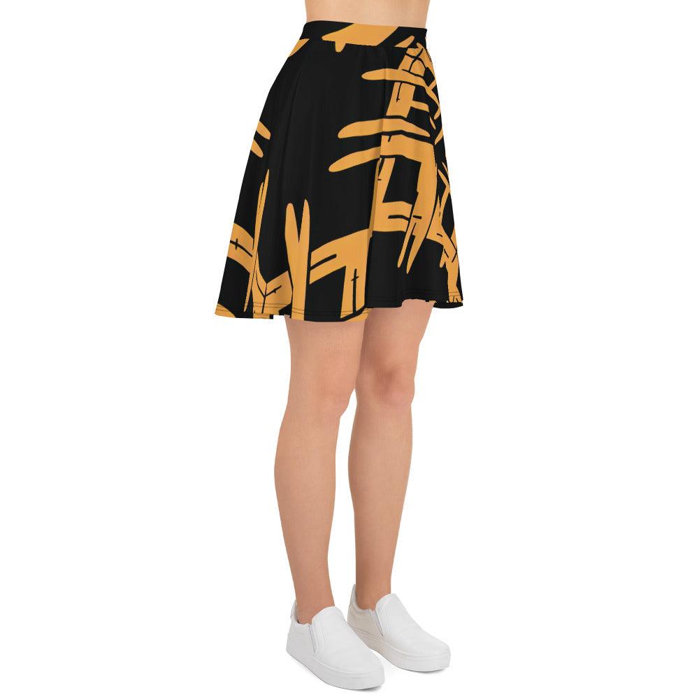 Skater Skirt black and yellow pattern XS