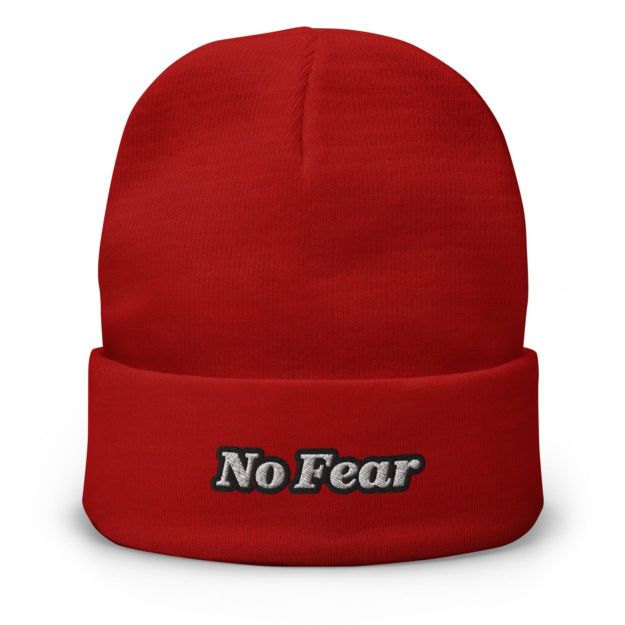 Embroidered Beanie No Fear Red